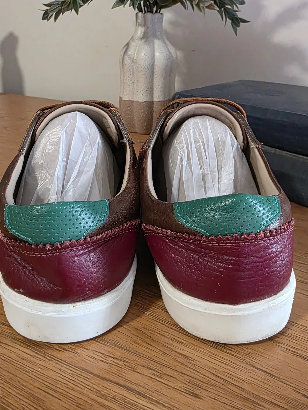 Elephantito Leather Colorblock Sneakers Kids US 4 EU 35 Brown Burgundy Lace Up